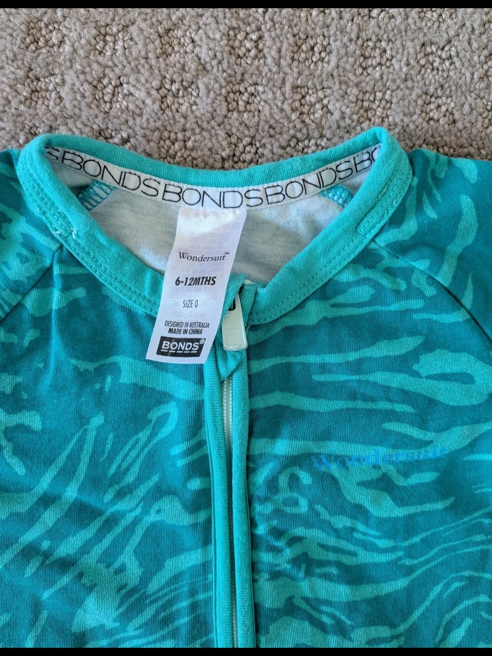 Bonds Wondersuit Zippy Zebra-Print Short Sleeve Romper PJ's 6-12 Months